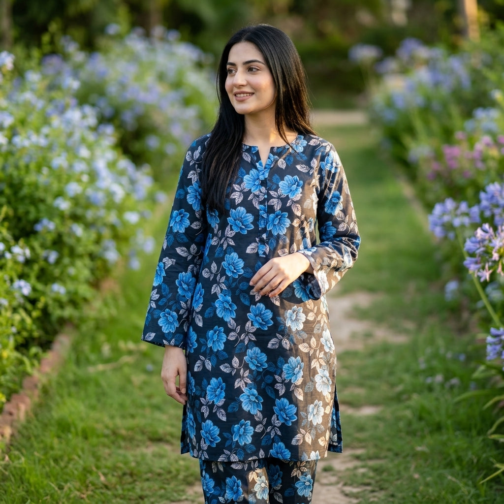 Oriana Navy Floral Co-ord Set 2PC Suit