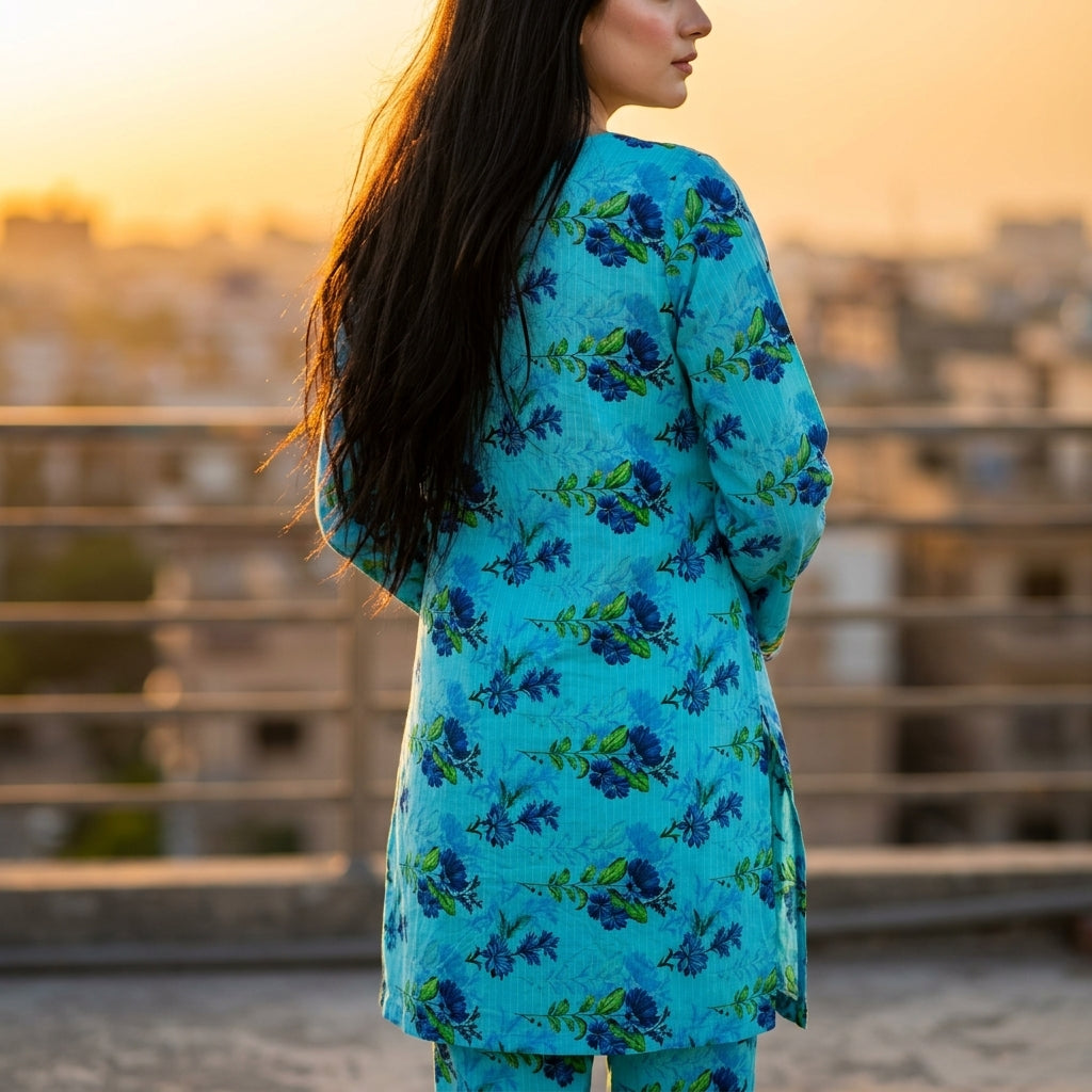 Oriana Azure Bloom 2PC Suit