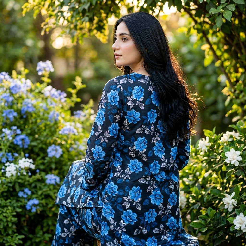 Oriana Navy Floral Co-ord Set 2PC Suit