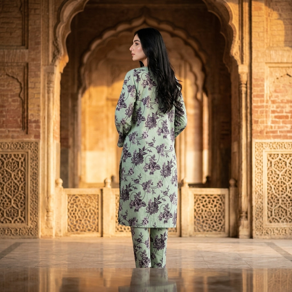 Oriana Mint Garden Stitched 2PC Suit