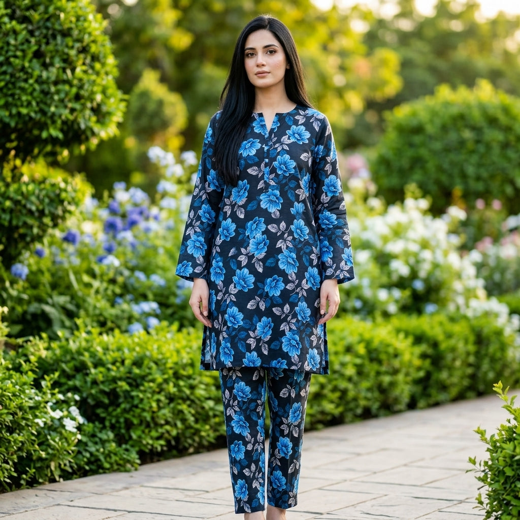 Oriana Navy Floral Co-ord Set 2PC Suit