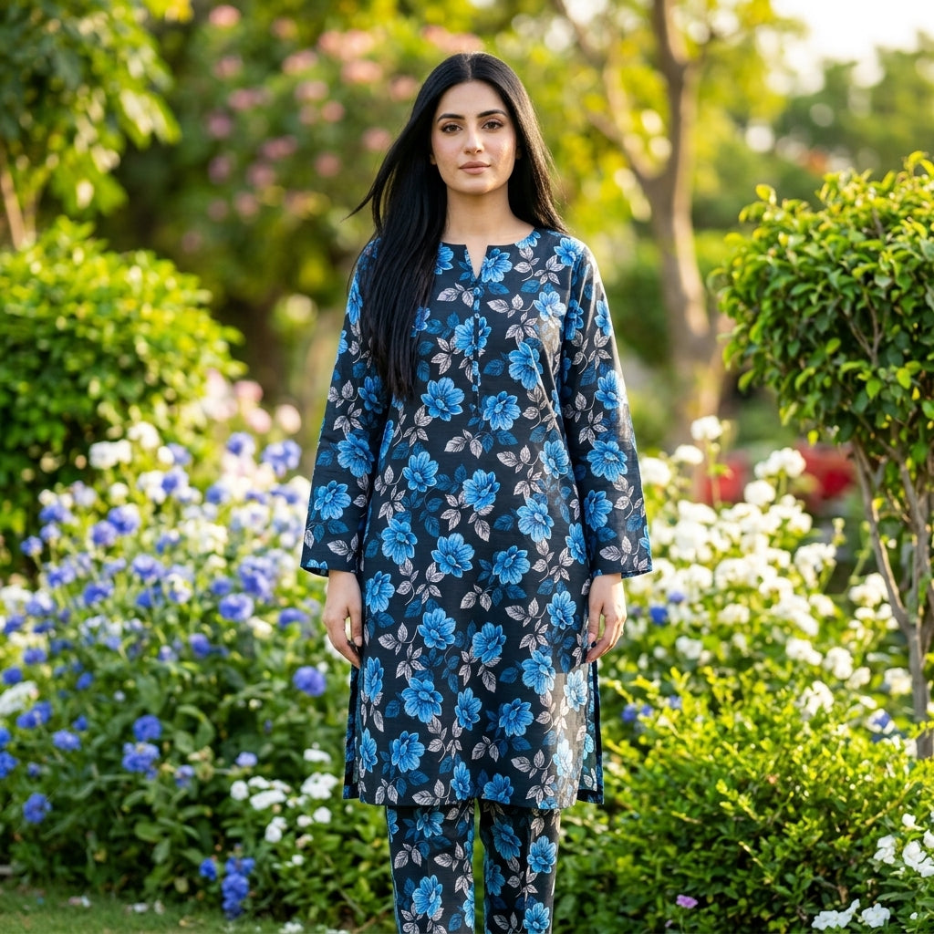 Oriana Navy Floral Co-ord Set 2PC Suit