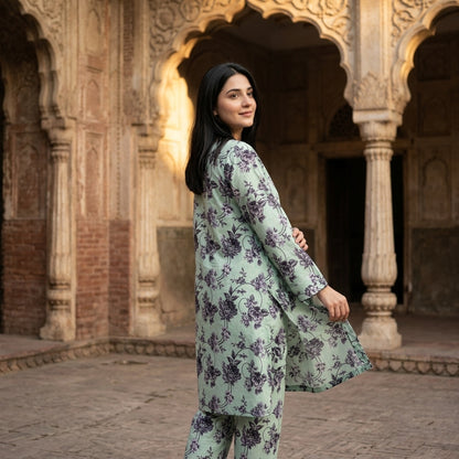 Oriana Mint Garden Stitched 2PC Suit