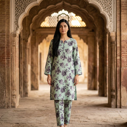 Oriana Mint Garden Stitched 2PC Suit