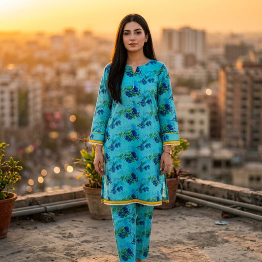 Oriana Azure Bloom 2PC Suit