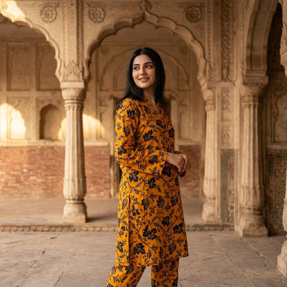 Oriana Golden Vine Stitched 2PC Suit