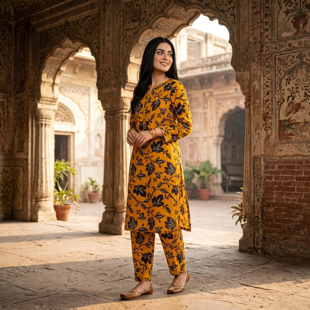Oriana Golden Vine Stitched 2PC Suit